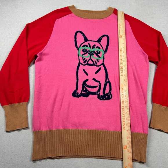 Oxknit Sweater Mens 4xl (fits XL) French Bulldog Colorblock Ragland Crewneck - Picture 7 of 8